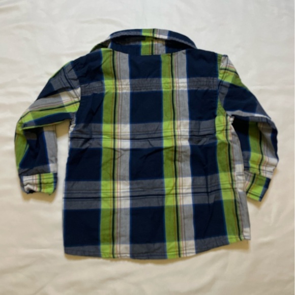 Boys American Hawk size 18 months blue and green paid button up shirt - Picture 3 of 4